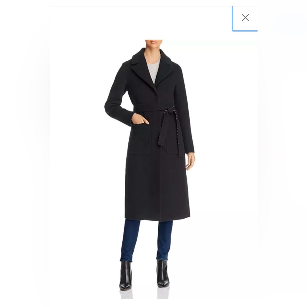 Dawn Levy Black Long Coat with Houndstooth lining size extra small